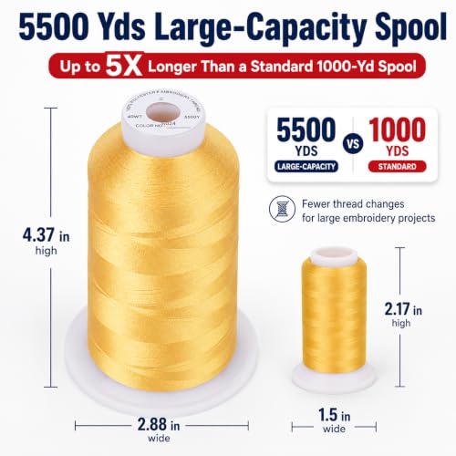 Simthread 5500Yds/5000M 40WT Polyester Embroidery Thread Butternut S024 - color: ButternutS024