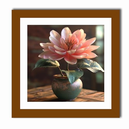 Betionol Diamond Painting Frames, Display 12x12in/30x30cm Diamond Painting Pictures or Photos, Brown Natural Solid Wood Picture Frame with Acrylic Protection Glass, Back Mat And Hanging Kit - style: Brown - Single