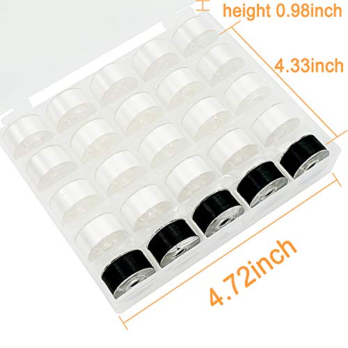 New brothread 25pcs Size A SA156 Prewound Bobbin Thread -20White+5Black - color: 60wt white+black