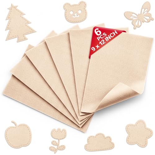 Nude Tones Soft Felt Sheets for Crafts, 9" x 12", 1.6mm Thick, 6 Pcs - color: Nude Tones