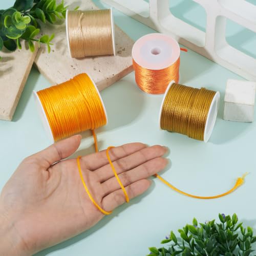 Elecrelive 64 Yards 1.5mm Nylon Rattail Satin Cords Gold Bracelet String - color: Goldenrod
