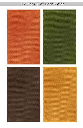 COTTON CRAFT Amazing Kitchen Towel - 12 Pack 100% Cotton Waffle Terry Towel - color: Harvest Multi, size: 12 Pack