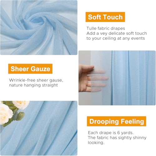 Wedding Arch Draping Fabric 1 Panel Baby Blue Sheer Backdrop Drapes - color: Baby Blue, size: 1 Panel