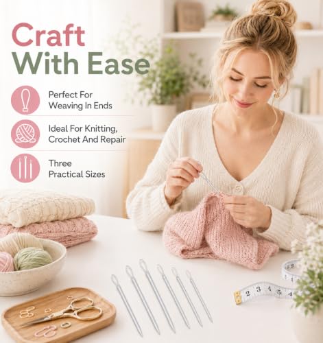 6 Pcs Yarn Needles, Tapestry Needles for Yarn, Sewing, Knitting, Crochet