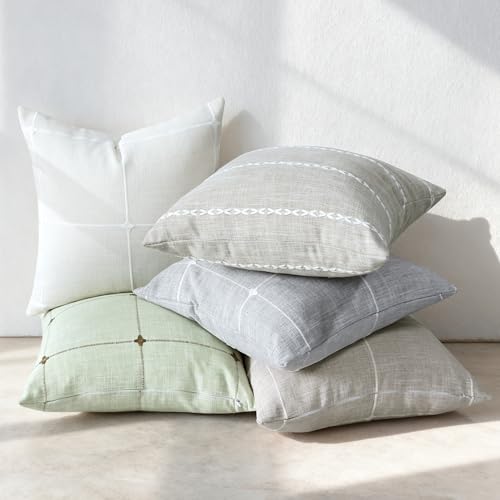 Gray Linen Plaid Throw Pillow Covers 18x18 Set of 1 - color: Grey Plaid, size: 18" x 18" (Pack of 1)