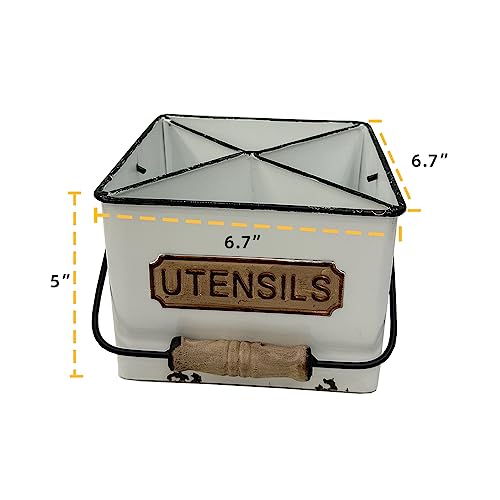 Portable Metal Storage Caddy Organizer with 4 Compartments & Handle, Perfect for Neatly Sorting Kitchen, Office & Bathroom Items，