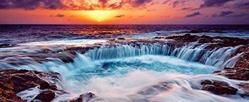 JATOK Diamond Painting Kit for Adults, Sunset Waterfall, 35.5 x 15.7 in - color: Yellow