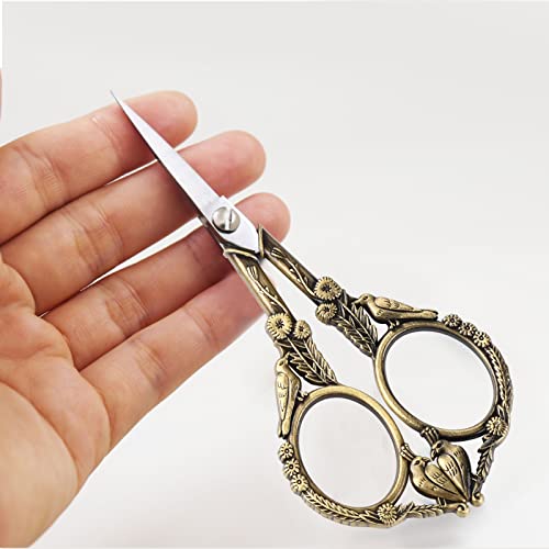 SUNNYCLUE 4.67Inch Embroidery Sewing Scissor Stainless Steel Retro-Style Peacock Needlework Sewing Scissor for Paper Fabric Cutting Craft Threading Cross-Stitch Household Daily Use, Antique Bronze - color: Antique Bronze-1pc-bird Scissors