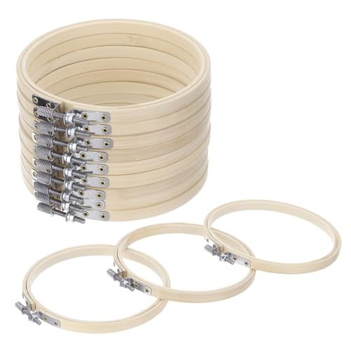 MECCANIXITY 6 Pieces 5 Inch Embroidery Hoops Adjustable Round Bamboo Circle Cross Stitch Hoop Ring for Art Craft Handy Sewing Needlework DIY Decoration - size: 5 Inch