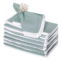 FINGERCRAFT Lace Cloth Napkins, Cotton Linen, 4 Pack, 20x20 Inch,Aqua - color: Aqua, size: 20" x 20" (Set of 4)