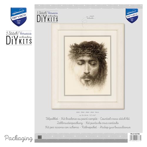 Vervaco Counted Cross Stitch Kit Jesus 7.6" x 9.6"