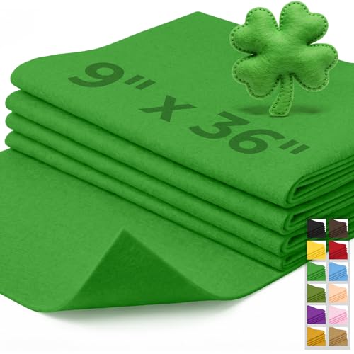 IONTACH 9" X 36" Soft Felt Sheets 1.6mm Thick (4 Packs, Green) - color: Green
