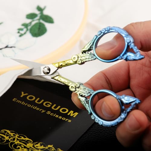 YOUGUOM Small Craft Scissors, Mini Sewing Embroidery Shears - color: Blue Golden
