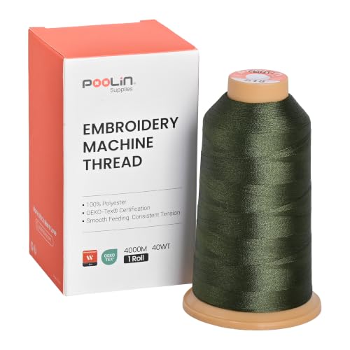 Poolin Polyester Machine Embroidery Thread 4000M 40WT Dark Olive Green 0218 - color: Dark Olive Green 0218
