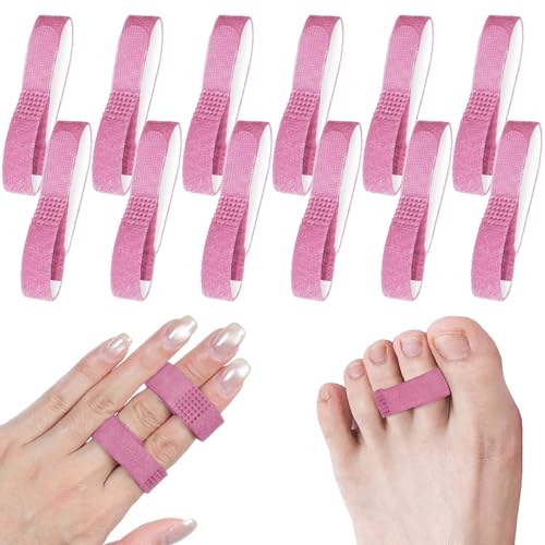 Finger Buddy Straps, 12PCS Finger Buddy Tape Straps Loops, Rose Red - color: Rose Red