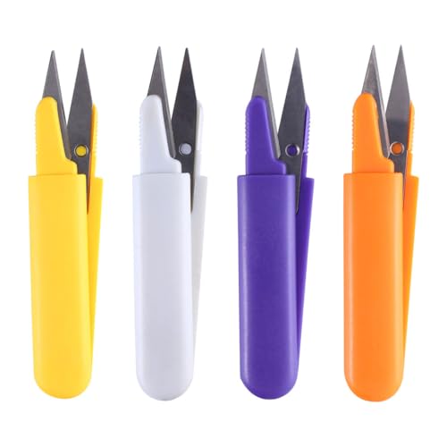 PRETYZOOM Mini Sewing Scissors 4 pack Embroidery Clippers with Protective Cap Lightweight Thread Cutter for Cross Stitch Diy Crafts Tailor Trimming Hanging Design