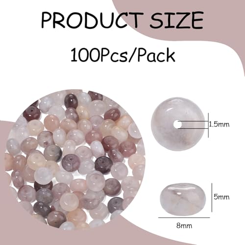 5x8mm 100Pcs Natural Pink Aventurine Rondelle Beads for Jewelry Making Loose Spacer Abacus Disk Beads Gemstone for Bracelets Necklace DIY Crafts - color: Pink Aventurine