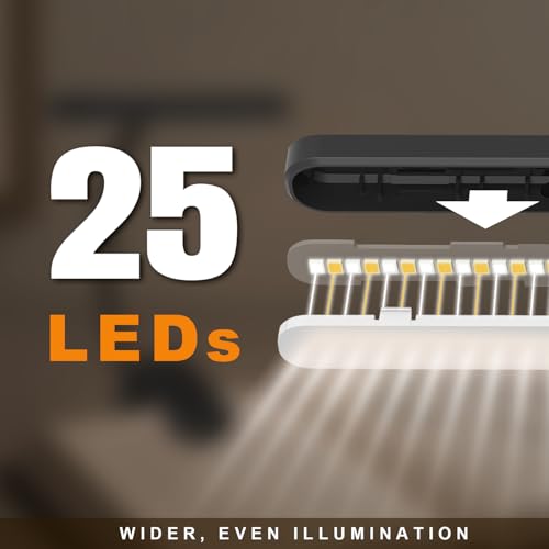 Rechargeable Book Light for Reading in Bed 25 LED Eye Caring | 15 Level Stepless Dimming, Extended 90Hrs Runtime, Lightweight Clip on Light, Gifts for Book Lovers, Black - color: M1-Clip Light-Black
