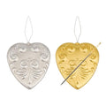 2Pcs Heart Magnetic Needle Minder, Retro Painted Magnetic Needle Nanny Threader, Silver Gold Sewing Supplies for Cross Stitch Embroidery Needlework Tools