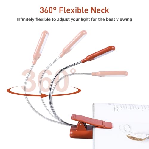 VAVOFO Rechargeable Reading Light, Clip on Book Light for Reading in Bed - color: Mocha Brown