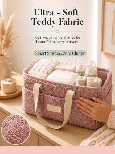 Baby Diaper Caddy Organizer with Waterproof Changing Pad, Pink - color: 2/ Pink Diaper Caddy with Changing Pad