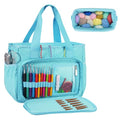 Dadanism Crochet Bag Organizer, Yarn Bag with Handle & Shoulder Strap - color: Blue
