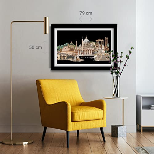 Thea Gouverneur - Counted Cross Stitch Kit - Rome Italy - Aida - 18 Count - Embroidery Kit for Adults - DMC Embroidery Threads and Other Cross Stitch Supplies Included - 499A - color: Rome Theme, size: 31 x 19.75 inches