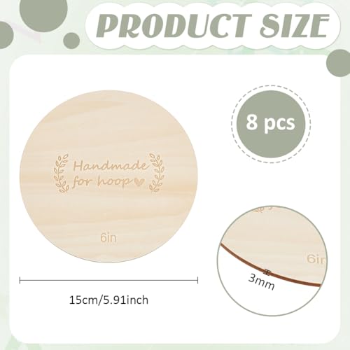 BENECREAT 8 Pack Wooden Embroidery Backing Discs,5.91inch Wooden Backs for Finishing Embroidery Hoops, Crossing Stitch Hoop for DIY Needlework Projects Sewing Craft - size: 150mm