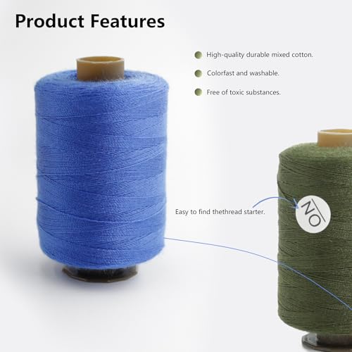 24Pcs Sewing Thread Spools Set 1000 Yards Per Spool Mixed Cotton Threads for DIY Sewing Machine, Embroidery Machine, Hand Sewing, 24 Colors