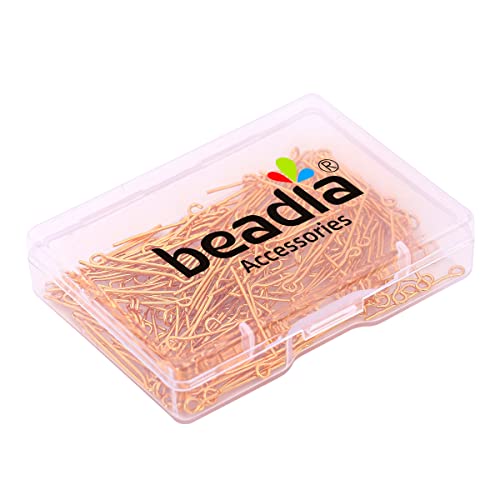 BEADIA 18K Gold Plated Open Eye Pins Non Tarnish 25mm 200pcs for Jewelry Making Findings - color: Open Eye Pins Gold, size: 25x0.7mm