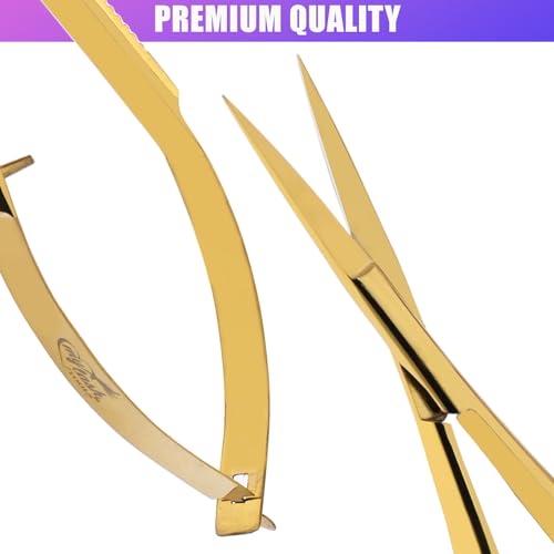 Cross Edge 5 Inch Straight Tip Spring Scissors, Gold - color: Cec-ss-02