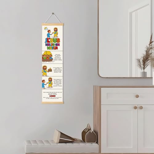 Jesus Walks on Water Banner, Church Banner, Christian Rustic Hanging Door Flag, Farmhouse Decorations Outdoor Indoor, Church Activity Decor, Bible Lesson, Scripture and Words Decorations - color: Style 42