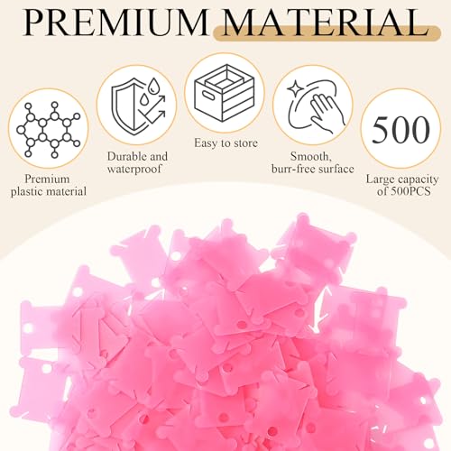 Tranqun 500 Pcs Plastic Embroidery Floss Bobbins, Thread Organizer,Pink - color: Pink