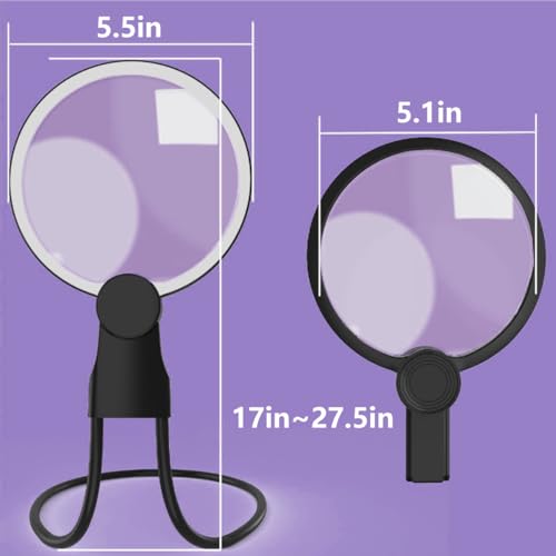 6X Hands-Free Neck Magnifying Glass with Light for Seniors - size: Without handles