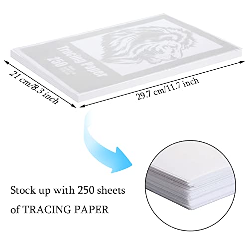 Tenare 250 Sheets Tracing Paper for Drawing Light up Tracing Paper Pad Translucent Sketching Drawing DIY Crafts Painting Works(White,8.3 x 11.7 Inch) (Pack of 2) - size: 8.3 x 11.7 Inch (Pack of 2)