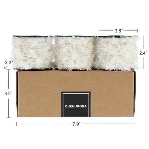 Artisanal Yarn Collection Multifiber Fancy Yarn for Knitting Crocheting Crafts DIY, Set of 3 Rolls (White & Gold) - color: White & Gold