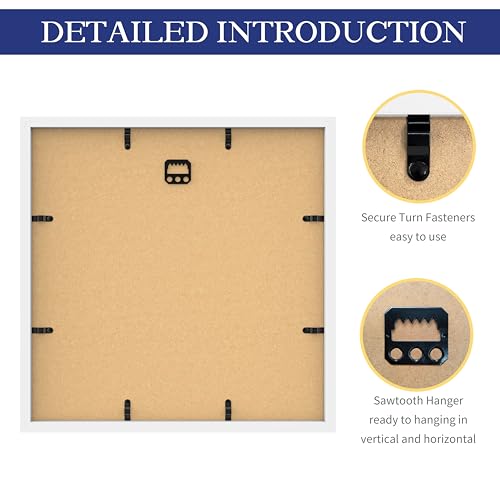 An&He 12x12 Picture Frames Set of 4, Displays 8x8 with Mat or 12x12 Without Mat Photos, Square Collage Wall Decor for Gallery, Wall Decor, White - color: White-4, size: 12x12