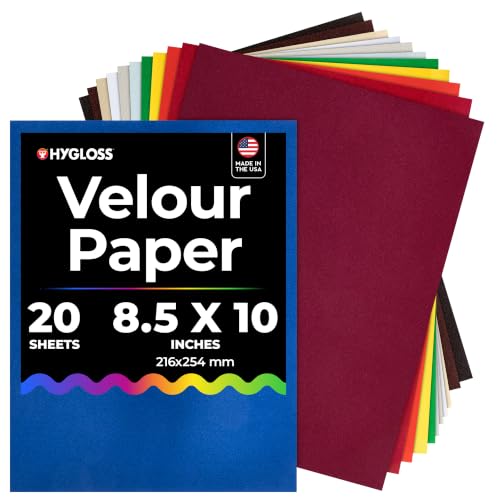 Hygloss Velour Paper 8.5 x 10, Soft Flocked Craft Paper, 20 Assorted Colors - color: Assorted Colors 20 Sheets