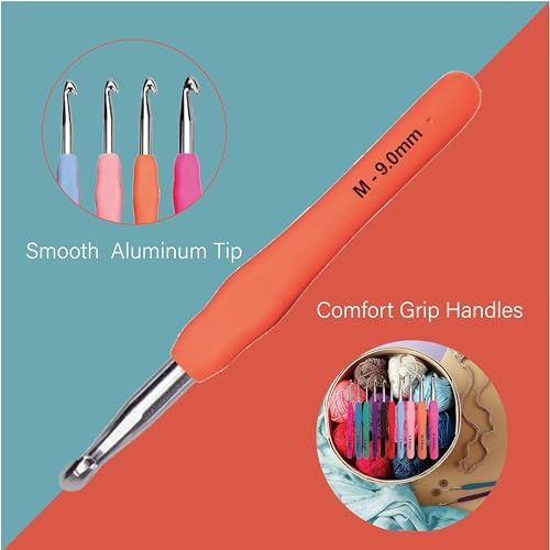 Yarniss 20 Size Crochet Hooks 0.5mm-10mm,Ergonomic Hook for Arthritic Hand - size: 20 Size (0.5~10.0mm)