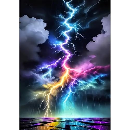 Colorful Lightning Stamped Cross Stitch Kits for Beginners Adults, Dimensions Needlepoint Art Crafts,Counted Cross Stitch Kits Embroidery Kits for Beginners Adults for Home Decor 11.8X15.7inch - color: Cross Stitch-1011-8