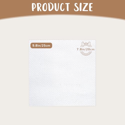 10 PCS White Aida Cloth 14 Count Cross Stitch Fabric (9.8×9.8 Inch) - size: 9.8 × 9.8 Inch