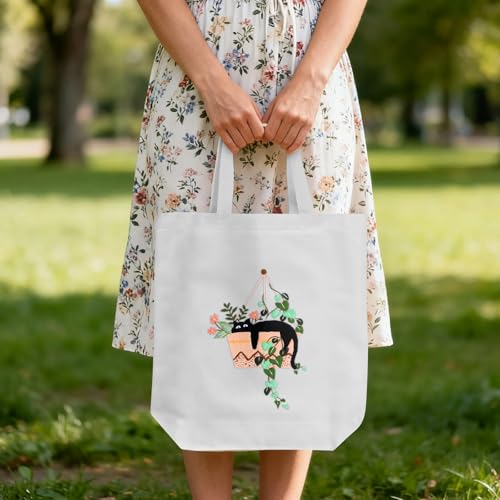 ERKOON Embroidery Canvas Tote Bag for Beginners, Needlepoint Arts Crafts Cross Stitch Kits for Adults Including Stamped Embroidery Bag with Hoops, Needle, Instruction and Color Threads (Cat) - color: Cat