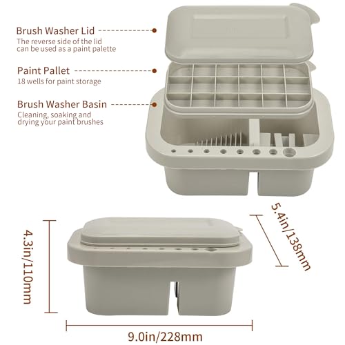 MyLifeUNIT Paint Brush Cleaner, Paint Brush Holder with Palette, Grey - color: Grey