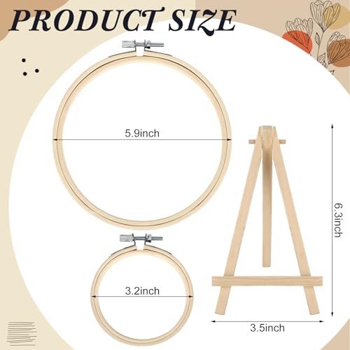 Novabright 12 Pcs Mini Bamboo Embroidery Hoops with Triangle Display Stand - size: Mini