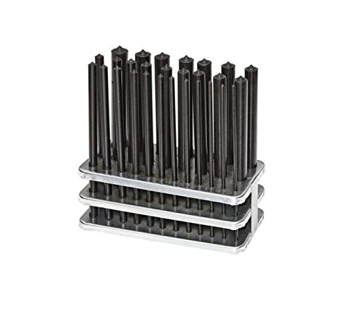HHIP 8600-0041 28-Piece Transfer Punch Set – 3/32" to 1/2" by 64ths + 17/32", Precision Undersize .0025", Hardened Tool Steel, 4-7/8" Long, Black Oxide, Indexed Stand for Accurate Hole Transfer - size: 3/32-1/2", style: 28 Piece Inch Set