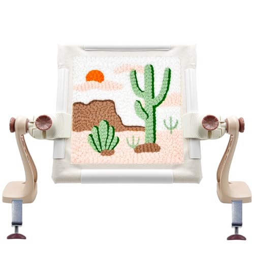Monipair Embroidery Frame Stand Set for Hands-Free Needlework, Brown+Beige - color: Brown+Beige
