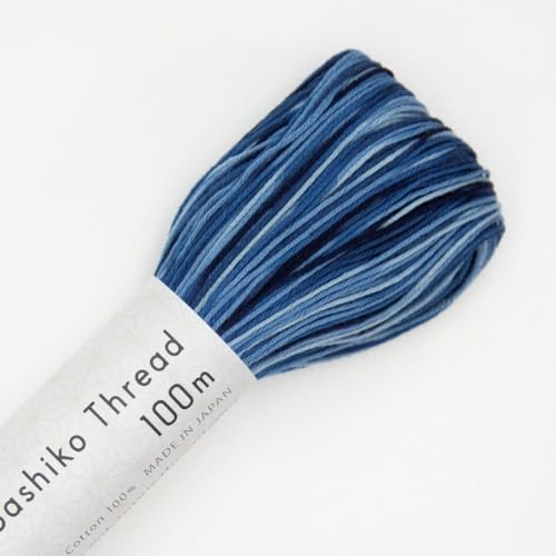 Variegated Sashiko Thread - Blues (#157) by Olympus - color: Blues (#157)
