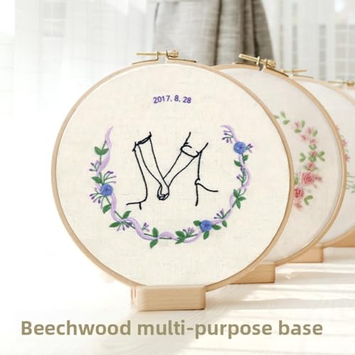 QIZUOLIFE Wooden Embroidery Hoop Stand Display Frame & Phone Holder