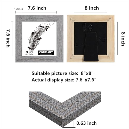 CORE ART 8x8 Picture Frame, Solid Wood Rustic Dark Gray - color: Dark Grey, size: 8x8 - 1 pack
