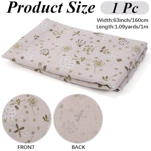 1 Yard 63 Inch Mixed Color Floral Cotton Linen Fabric Flowers Rectangle Fabric for Sewing Making Quilting DIY Home Decoration Beginners Craft Supplies - size: 1600MM, style: Green Flower